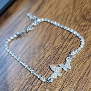 Elegant Silver Tone Butterfly Bracelet
